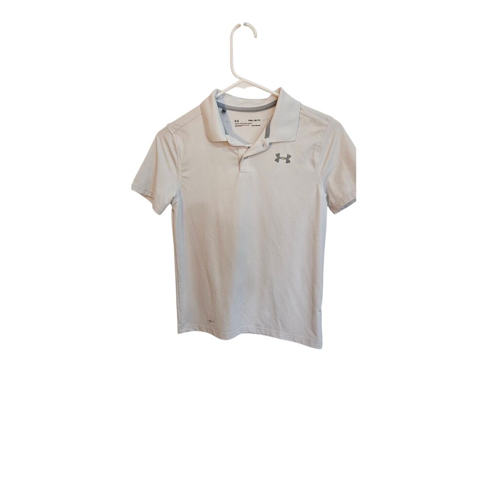 Under Armour Boys Loose Fit Heat Gear White With Collar SZ M
